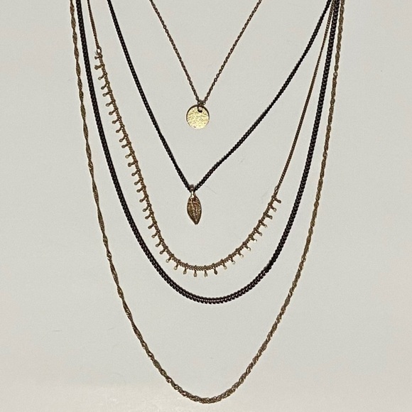 ✨2/$20 🍃Layered Gold & Black Necklace - Picture 3 of 3